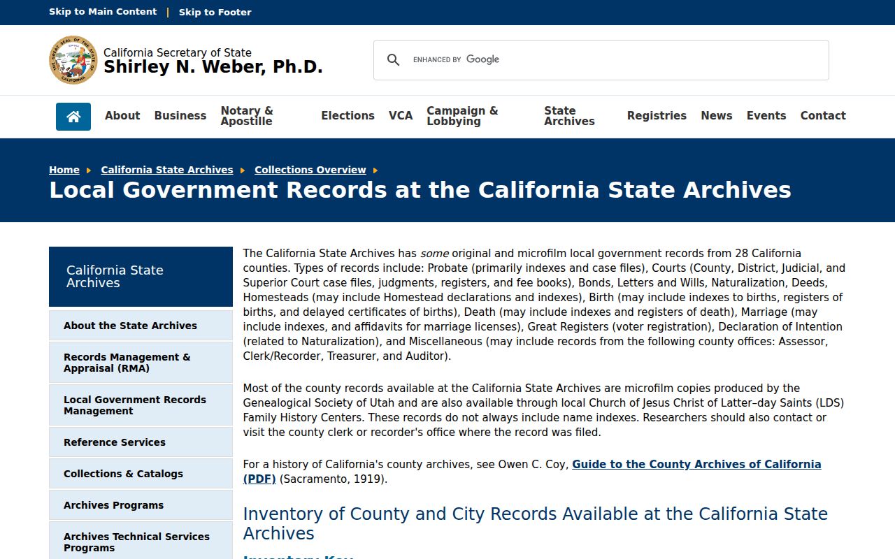 Lancaster city directory research through California State Archives records