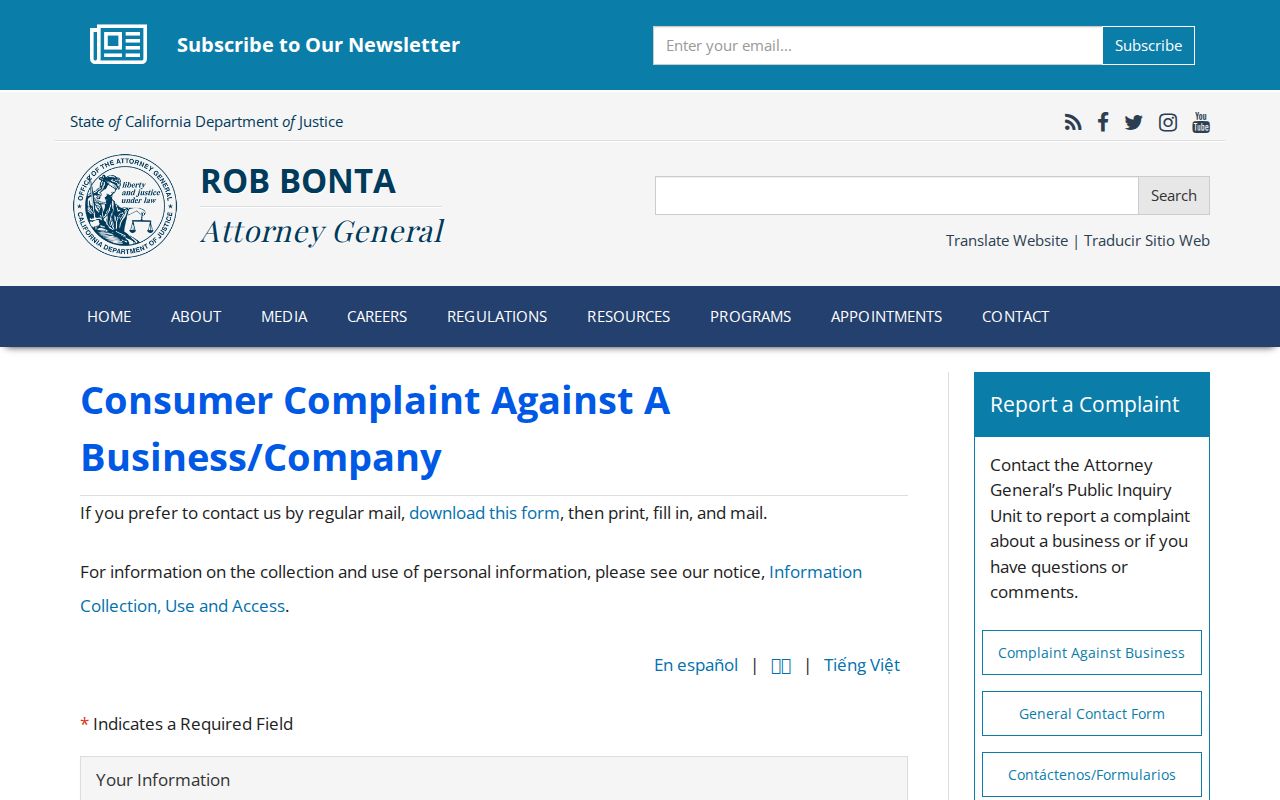 Lancaster residents directory California consumer complaint route